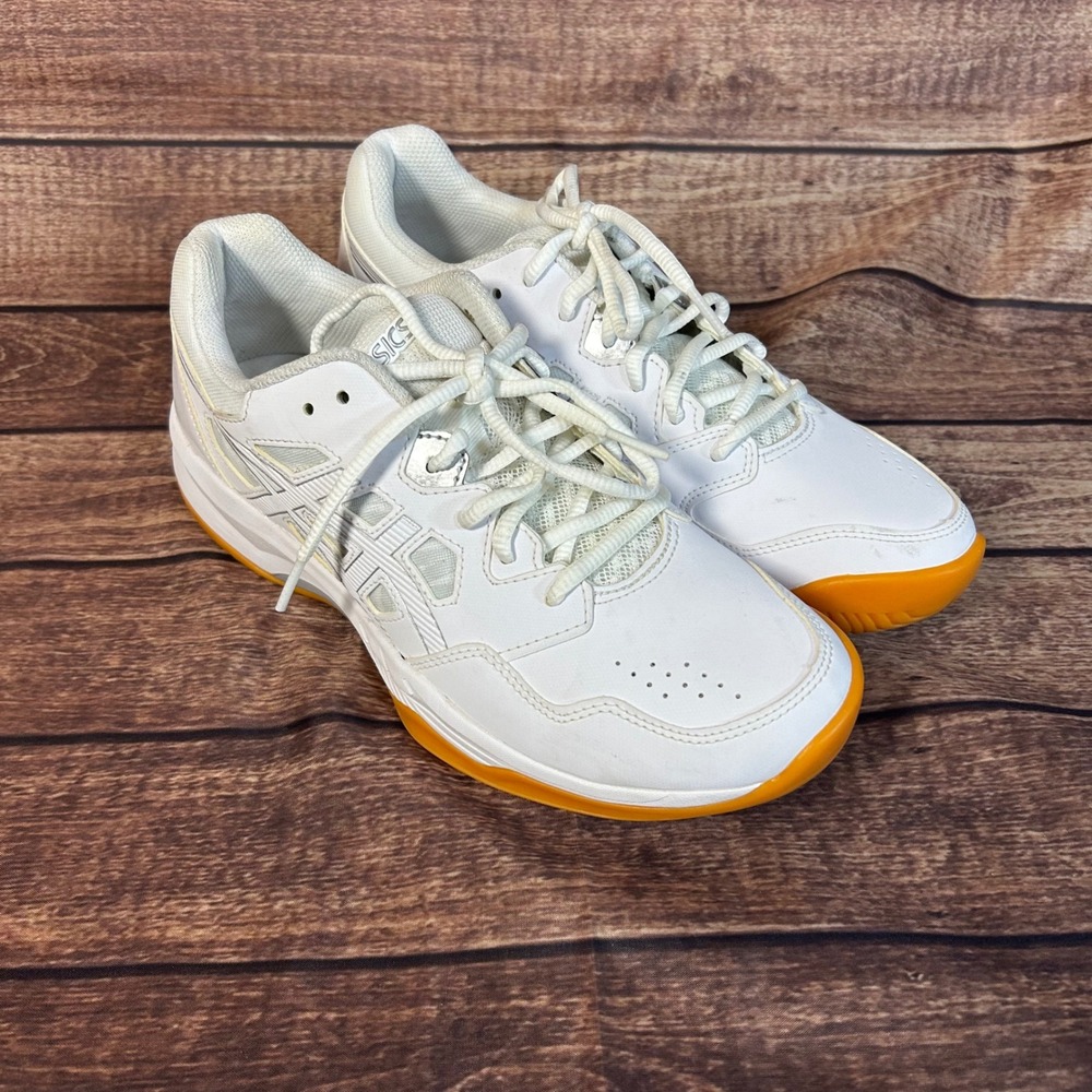 Asics Gel-Renna Womens White Sliver Gum Sole Indoor Court Shoes Size 9